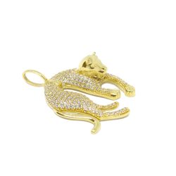 Pingente Pantera com Zirc�nias em Ouro 18 Kilates � 25425